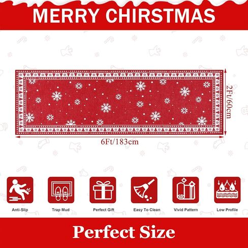 Washable Runner Rug,2x8 Non Slip Vintage Hallway Rug Runner with Rubber Backing,Stain Resistant & Low Pile Carpet Runner for Bedroom,Kitchen,Laundry,Entrance,Christmas Decor in Kuwait