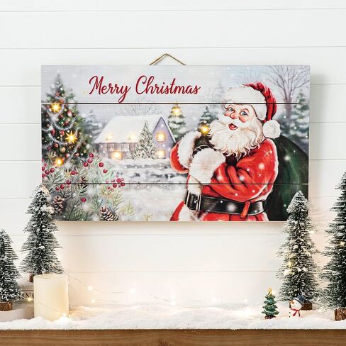 Glitzhome 12.75 بوصة ارتفاع ريفي خشبي عيد الميلاد رجل ثلج عائلة جدار ديكور ديكور دعها ثلج معلق خشب جدار الفن علامة لوحة ديكور عيد الميلاد ديكور المنزل لحفلة عيد الميلاد in Kuwait