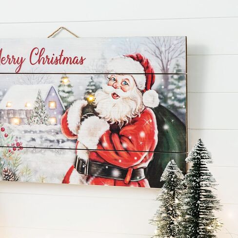 Glitzhome 12.75 بوصة ارتفاع ريفي خشبي عيد الميلاد رجل ثلج عائلة جدار ديكور ديكور دعها ثلج معلق خشب جدار الفن علامة لوحة ديكور عيد الميلاد ديكور المنزل لحفلة عيد الميلاد in Kuwait