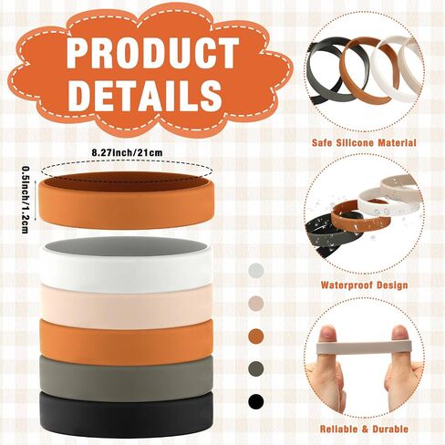 50 Pack Silicone Rubber Bracelets Rubber Wristbands Bulk Adults Rubber Bands Solid Color Plain Silicone Bracelets for Men Women Identification Event Party Favors Gifts Decorations (Brown) in Kuwait