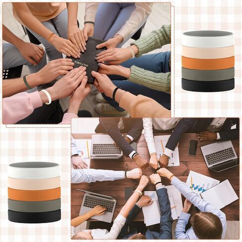 50 Pack Silicone Rubber Bracelets Rubber Wristbands Bulk Adults Rubber Bands Solid Color Plain Silicone Bracelets for Men Women Identification Event Party Favors Gifts Decorations (Brown) in Kuwait