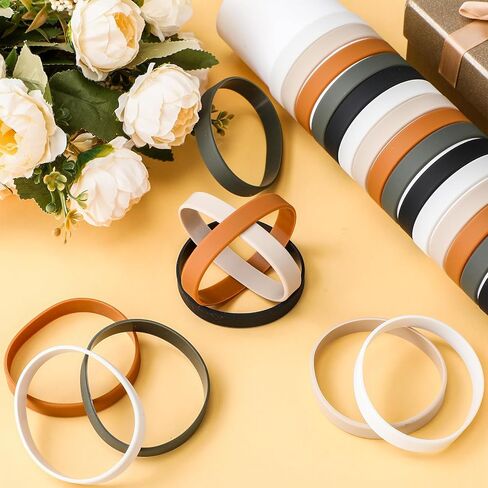 50 Pack Silicone Rubber Bracelets Rubber Wristbands Bulk Adults Rubber Bands Solid Color Plain Silicone Bracelets for Men Women Identification Event Party Favors Gifts Decorations (Brown) in Kuwait
