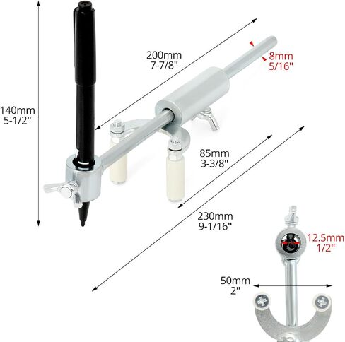 QWORK Auto Body Repair Scriber Tool Set - Adjustable Range 0-20cm for Precision Automobile Dent Repair and Car Body Line Marking - Including Parallel Scriber and Branched Line Pen in Saudi Arabia