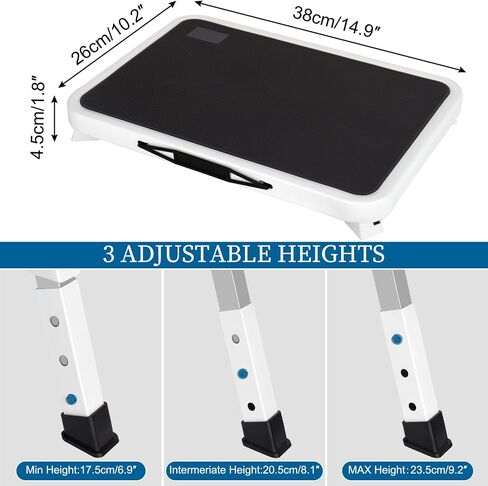 Folding Step Stool, Height Adjustable RV Steps Stool with a Non-Slip Platform Mat and Foldable Thick Rubber Feet, Collapsible Step Stools for Adults, Kitchen, Home, Office, 330 Lbs Capacity (White) in Saudi Arabia