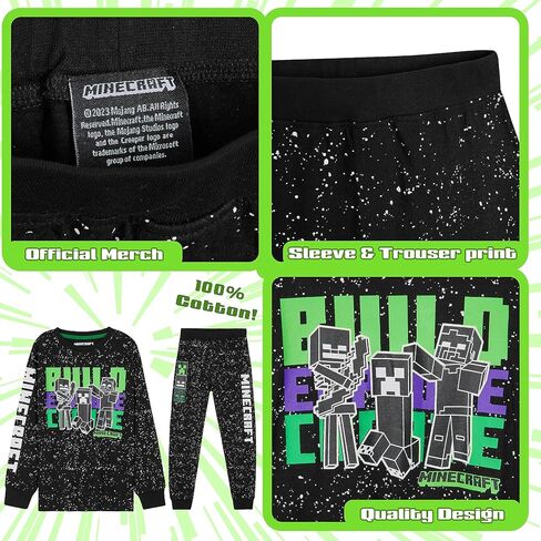 Minecraft Boys Pyjamas Set Lounge Wear Long Top or T-Shirt and Bottoms Teenagers Kids PJs 5-14 Years Gifts for Boys in Saudi Arabia