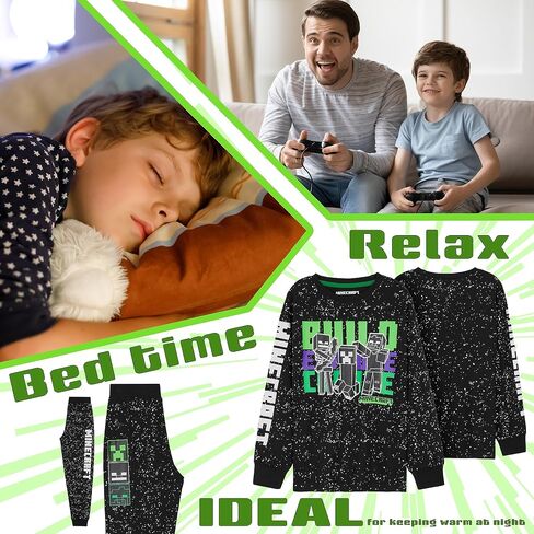 Minecraft Boys Pyjamas Set Lounge Wear Long Top or T-Shirt and Bottoms Teenagers Kids PJs 5-14 Years Gifts for Boys in Saudi Arabia