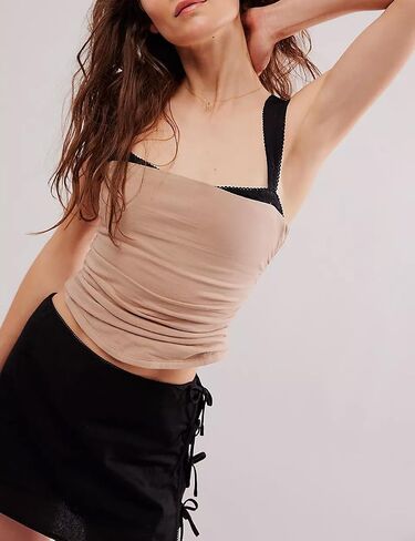 Women Lace Trim Camisole Square Neck Layered Lace Bralette Cute Going Out Spaghetti Strap Cami Y2k Tank Corset Top in Kuwait