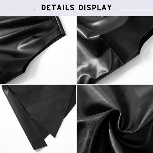 BAIMORE Women's Street Solid Mock Neck Sleeveless PU Leather Pleated Slim Fit Tank Top in Saudi Arabia