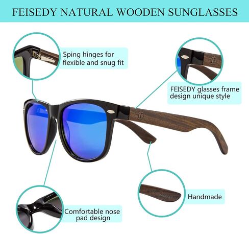 FEISEDY الاستقطاب النظارات الشمسية الخشبية النساء الرجال HD UV400 القيادة الصيد جولف النظارات الشمسية B2448 in Saudi Arabia
