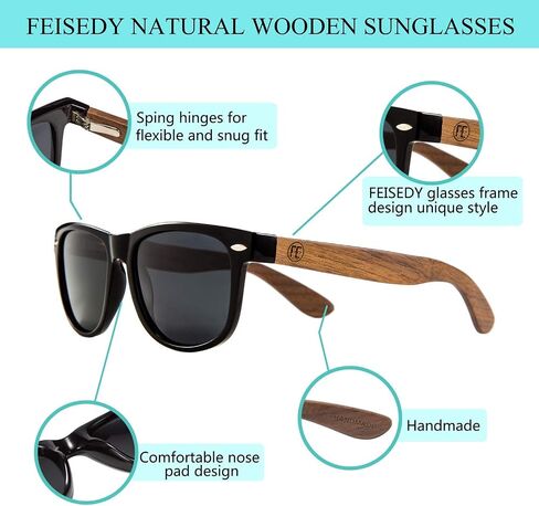 FEISEDY الاستقطاب النظارات الشمسية الخشبية النساء الرجال HD UV400 القيادة الصيد جولف النظارات الشمسية B2448 in Saudi Arabia