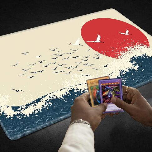 حصيرة لعب لوحة اللعب TCG بالإضافة إلى 50 قطعة من أكمام البطاقات، 24 × 14 مفرش طاولة باللون الأرجواني الداكن لوحة ماوس لعبة اللوتس مع قاعدة سطحية ناعمة غير قابلة للانزلاق لألعاب بطاقات التداول MTG RPG CCG in Kuwait