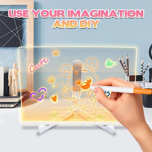 OneNine LED Note Board with Colors, 2024 New Glowing Acrylic Message Marker Board, Light up Dry Erase Board with Stand as a Glow Memo Letter Board Note Glass White Board (11.8 * 7.9in) in Saudi Arabia