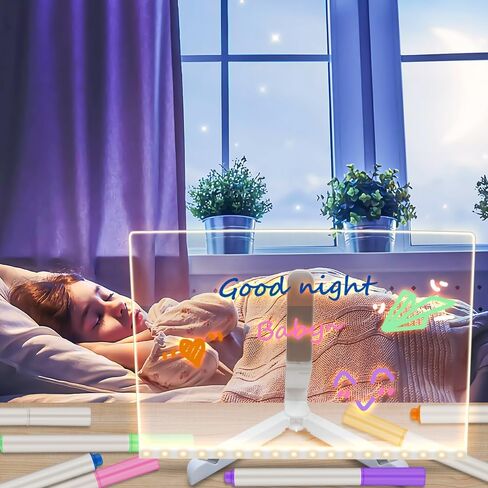 OneNine LED Note Board with Colors, 2024 New Glowing Acrylic Message Marker Board, Light up Dry Erase Board with Stand as a Glow Memo Letter Board Note Glass White Board (11.8 * 7.9in) in Saudi Arabia