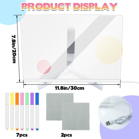 OneNine LED Note Board with Colors, 2024 New Glowing Acrylic Message Marker Board, Light up Dry Erase Board with Stand as a Glow Memo Letter Board Note Glass White Board (11.8 * 7.9in) in Saudi Arabia