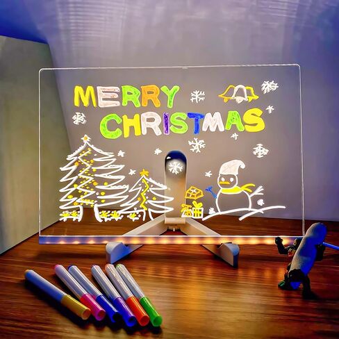 OneNine LED Note Board with Colors, 2024 New Glowing Acrylic Message Marker Board, Light up Dry Erase Board with Stand as a Glow Memo Letter Board Note Glass White Board (11.8 * 7.9in) in Saudi Arabia