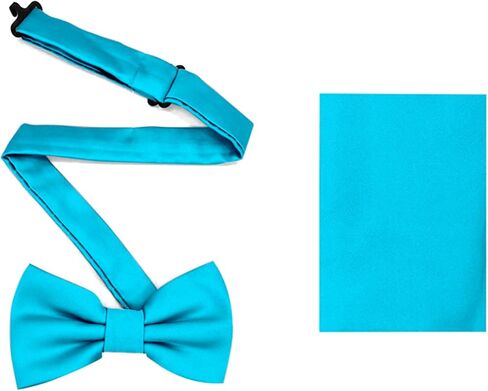 Oliver George Boys Child Kids Bow Ties Solid Color Adjustable Pre Tied Clip-On Bow Tie Handkerchief Set in Saudi Arabia