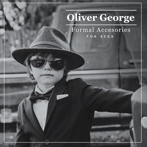 Oliver George Boys Child Kids Bow Ties Solid Color Adjustable Pre Tied Clip-On Bow Tie Handkerchief Set in Saudi Arabia