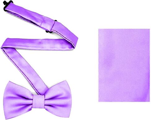 Oliver George Boys Child Kids Bow Ties Solid Color Adjustable Pre Tied Clip-On Bow Tie Handkerchief Set in Saudi Arabia