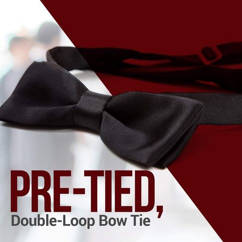 HOLD'EM Bow Tie For Mens Satin look Solid Color Adjustable Pre-tied in Saudi Arabia