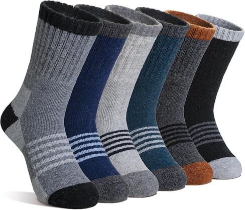 جوارب Velice Kids Merino من الصوف للتنزه سيرًا على الأقدام للأطفال الصغار والأولاد والبنات، جوارب شتوية دافئة سميكة ودافئة، 6 أزواج in Saudi Arabia