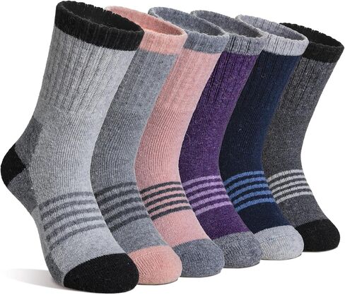 جوارب Velice Kids Merino من الصوف للتنزه سيرًا على الأقدام للأطفال الصغار والأولاد والبنات، جوارب شتوية دافئة سميكة ودافئة، 6 أزواج in Saudi Arabia