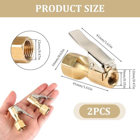 ظرف الهواء، ظرف منفاخ الإطارات، توصيل سريع لظرف الهواء، ظرف هواء قفل نحاسي مقاس 1/4 بوصة لملحقات ضاغط مقياس النفخ، حزمة من 2 in Kuwait