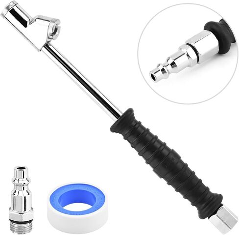 Extended Reach Dual Head Air Chuck 2-Way Connection 1/4" FNPT Straight Lock On Tire Inflate Chuck Tire Chuck w/Quick Plug Air Compressor Fill Kit for Truck RV Semi Dually Tires(Color:as Shown) in Saudi Arabia