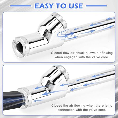 Extended Reach Dual Head Air Chuck 2-Way Connection 1/4" FNPT Straight Lock On Tire Inflate Chuck Tire Chuck w/Quick Plug Air Compressor Fill Kit for Truck RV Semi Dually Tires(Color:as Shown) in Saudi Arabia