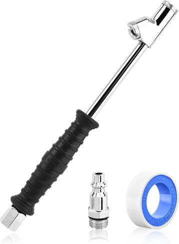 Extended Reach Dual Head Air Chuck 2-Way Connection 1/4" FNPT Straight Lock On Tire Inflate Chuck Tire Chuck w/Quick Plug Air Compressor Fill Kit for Truck RV Semi Dually Tires(Color:as Shown) in Saudi Arabia