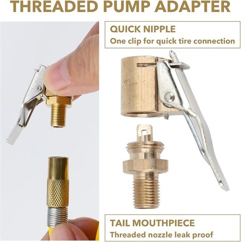 قطعتان من ظرف الهواء للقفل، توصيل سريع لظرف هواء الإطارات، وصلة محول فوهة نفخ الإطارات من النحاس، لا يوجد تسرب للهواء في الإطارات لأداة توصيل مضخة ضاغط نفخ السيارة in Kuwait