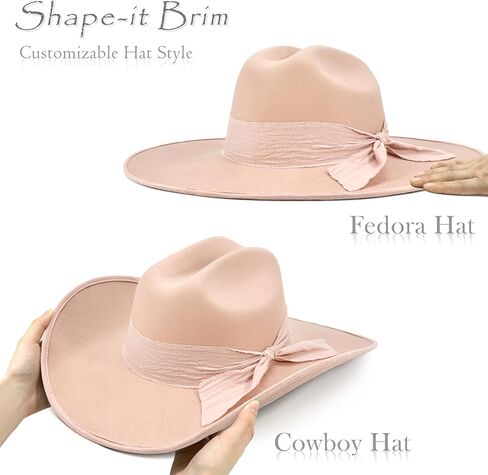 Keilin Cowgirl Hat Brushed Cowboy Hat for Women and Men Customizable Felt Western Hat with Shapeable Wide Brim in Kuwait