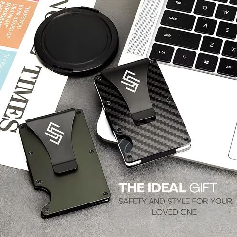 Minimalist Slim Wallet for Men – Carbon Fiber Front Pocket Wallets for Men - Thin Wallets for Men with RFID Blocking - Credit Card Holder with Aluminum Money Clip (Carbon Fiber) in Saudi Arabia
