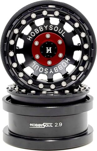 HOBBYSOUL 4 Rims 2.9 Beadlock Wheels, 8mm Negative Offset 2.9 Wheels Hex 17mm Rims Black Silver Color For 1/6 RC Mud Crawler Truck Axial SCX6 Trail Upgrade Parts, (4-Pack) in Kuwait