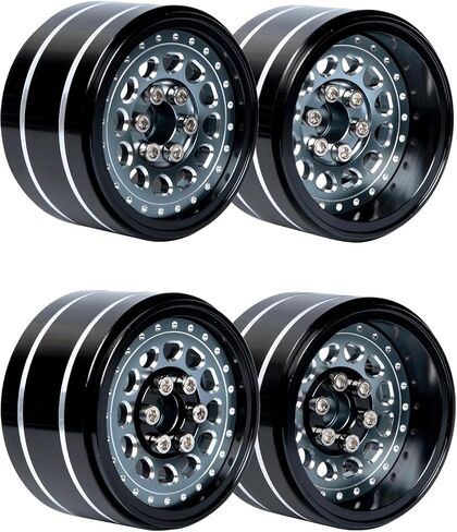 RC Wide 1.57'' (40mm) 2.2 Beadlock Wheels for SCX10 Capra Wraith Ryft / TRX4 AMG 6x6 / Gen8 Everest Gen 7 Pro,Adjustable 4 Offsets Rims,4Pack,Titanium w/Black in Kuwait