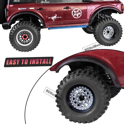 RC Wide 1.57'' (40mm) 2.2 Beadlock Wheels for SCX10 Capra Wraith Ryft / TRX4 AMG 6x6 / Gen8 Everest Gen 7 Pro,Adjustable 4 Offsets Rims,4Pack,Titanium w/Black in Kuwait
