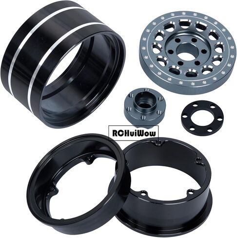 RC Wide 1.57'' (40mm) 2.2 Beadlock Wheels for SCX10 Capra Wraith Ryft / TRX4 AMG 6x6 / Gen8 Everest Gen 7 Pro,Adjustable 4 Offsets Rims,4Pack,Titanium w/Black in Kuwait