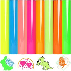 WRAPXPERT Neon HTV Heat Transfer Vinyl 8 Neon Vinyl Assorted Sheets 12x10In Green Neon Iron on Vinyl Neon Pink Heat Press for Tshirts Beautiful Appearance
