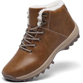 Mens Winter Warm Snow Boots Fur Lined Water Resistant Non-Slip Insulated Winter Hiking Wrok Shoes