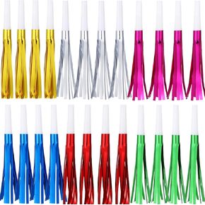 Metallic Fringed Noise Makers, for Noise Makers Party Favors, New Year Party, Baby Shower, Kids Birthday, 24 Pcs, Green