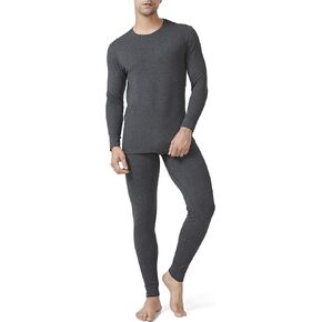 مجموعة DAVID ARCHY للرجال مبطنة بالصوف القطني Shu Velveteen شريط فائق النعومة للشتاء دافئ من الأعلى والأسفل مجموعة حرارية طويلة جون مع طيران (XL، شريط رمادي داكن) in Kuwait