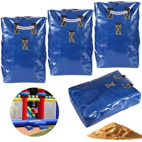 4pcs Vinyl Sandbags, Bounce House Inflatable Water Bounce House Heavy Duty Sand Bag Anchor Safety Weight Product for Water Slides Canopies and Tents (Blue)