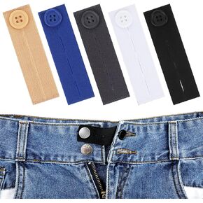 5 Pack Waistband Extenders Belt Extender for Women Waist Extenders for Pants for Men Pant Button Extender Pregnancy Pants Extender Adjustable Elastic Waist Extenders Waistband for Women Men Jeans