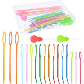 YUXIANLB 19 Pcs Yarn Needles Set, Large Eye Plastic Blunt Needles Sewing Needles with Threaders Crochet Needles Tapestry Needles Knitting Weaving Needle Darning Needles for DIY Crafts