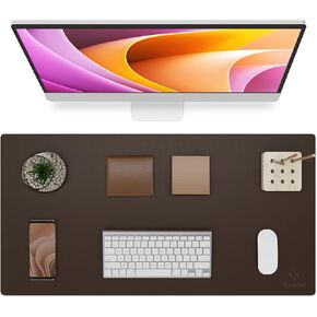 K KNODEL Non-Slip Desk Mat, Leather Desk Pad, 31.5"x15.7", Brown