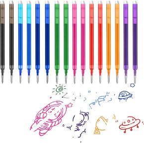 16 Pcs 0.5 mm Erasable Gel Ink Pen Refills Compatible with Frixion Friction, 8 Colors Multicolor Retractable Fine Point Click Pilot Pen Refill (Blue、Black、Red、Green、Orange、Lake Blue、Purple、Rose Red)