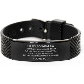 to My Son-in-Law Black Shark Mesh Bracelet, I Didn't Give You The of Life, Best Birthday Gifts, Graduation Gifts, Inspirational Gifts for Men Women
