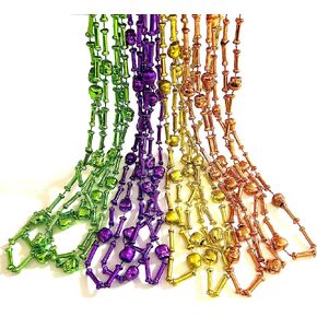 Halloween Skull Beads Necklaces Pirate Festival Parade Beads Halloween Party Supplies(12 Pcs)