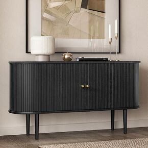 WERMO 55'' Sideboard Storage Cabinet with Doors and Shelves - Credenza Storage Cabinet for Office, Bedroom Storage Cabinet, Hallway Storage Cabinet, Console Storage Cabinet (Oak)