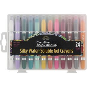 Creative Inspirations Silky Water-Soluble Gel Crayons - Professional Gel Crayons for All Ages, Artists, Scrapbooking, Travel, & More! - Set of 24