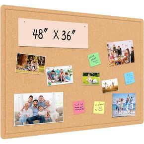 Samstar Large Bulletin Board - 48 x 36 Inches, Decorative Felt Pin Board for Wall - 4' x 3' Cork Board Alternative for Wall, Vision Board Photo Display Board Includes 30 Push Pins - Ginger Yellow